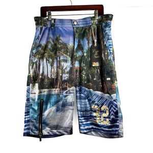 Nwt New Cote De Nuits Mens Mesh Palm Tree Beach Shorts Sz XL